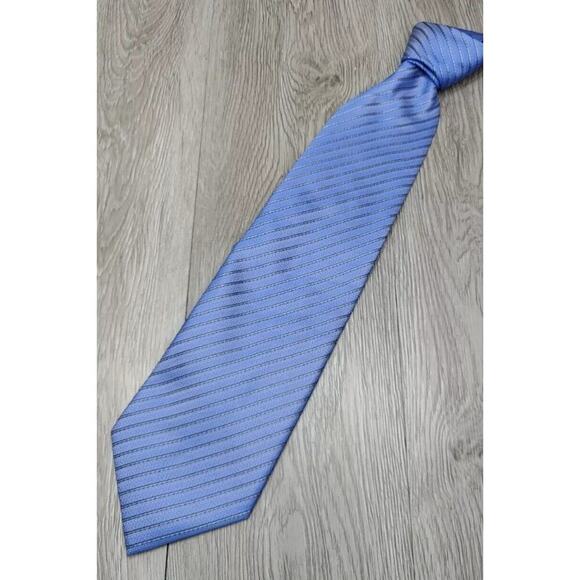 Ermenegildo Zegna Men's Tie Silk Purple Blue Gray Stripe Made In Italy Designer